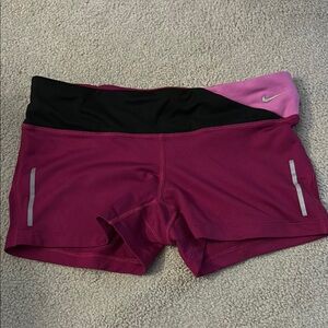 Nike Women's Pink and Black Running Shorts Medium